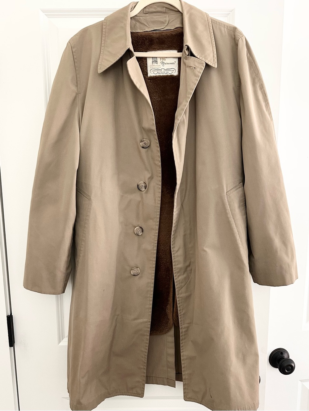 Vintage 1970s London Fog Classic Trench Coat With Fleece Faux Fur Zip Out Lining